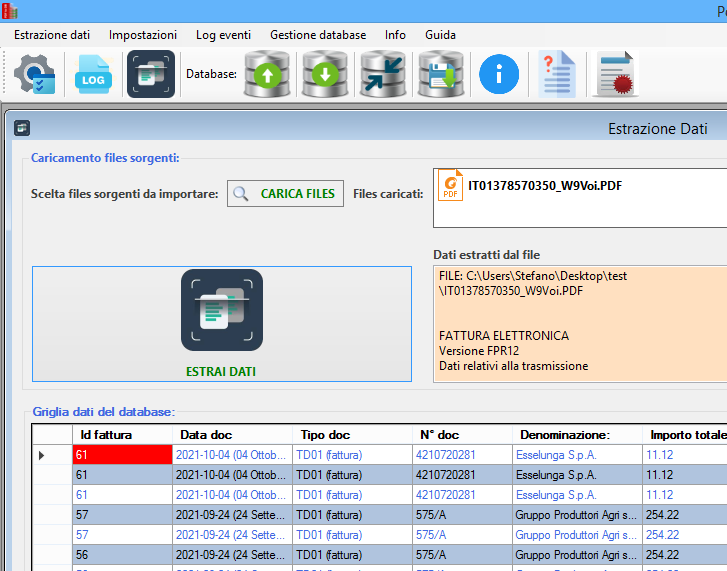 PDFtoDB software per estazione dati da file PDF e salvataggio automatico su database